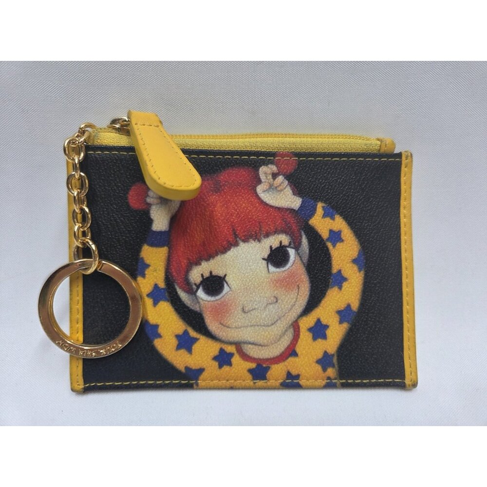 Youk Shim Won Girl Character Coin Credit Card Zippered Pouch Clutch With Chain